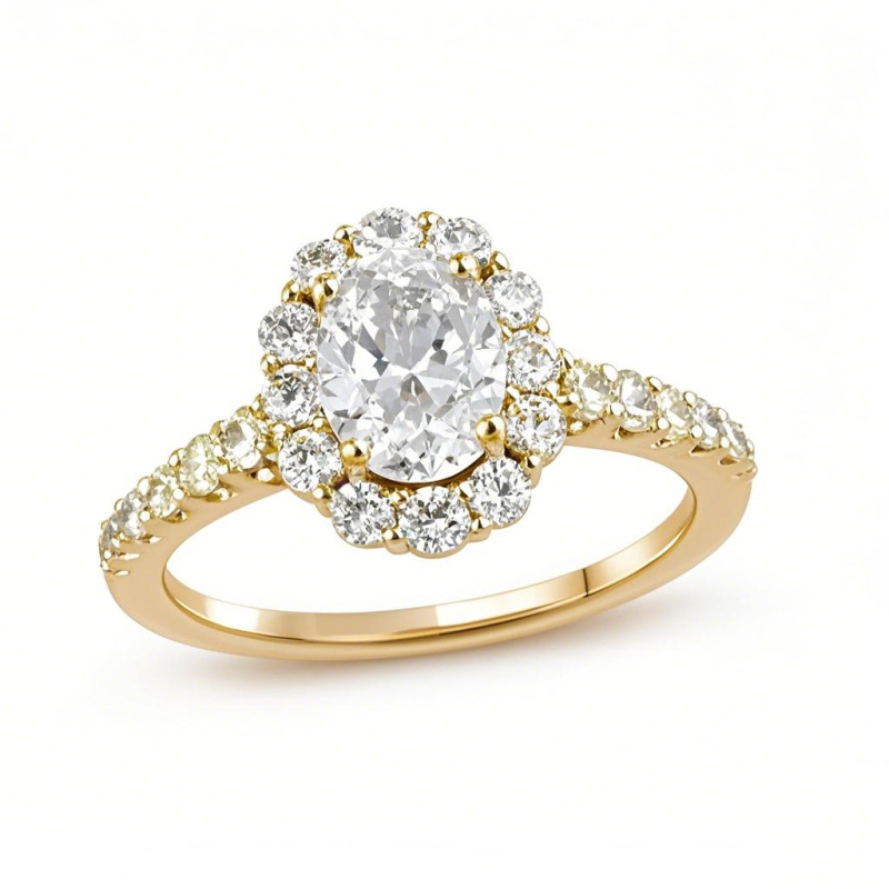 10K Gold 1 to 3.5 CT. T.W Oval Lab Created Diamond Engagement Ring D VVS1-VS1 Clarity 3EX IGI Certified-1
