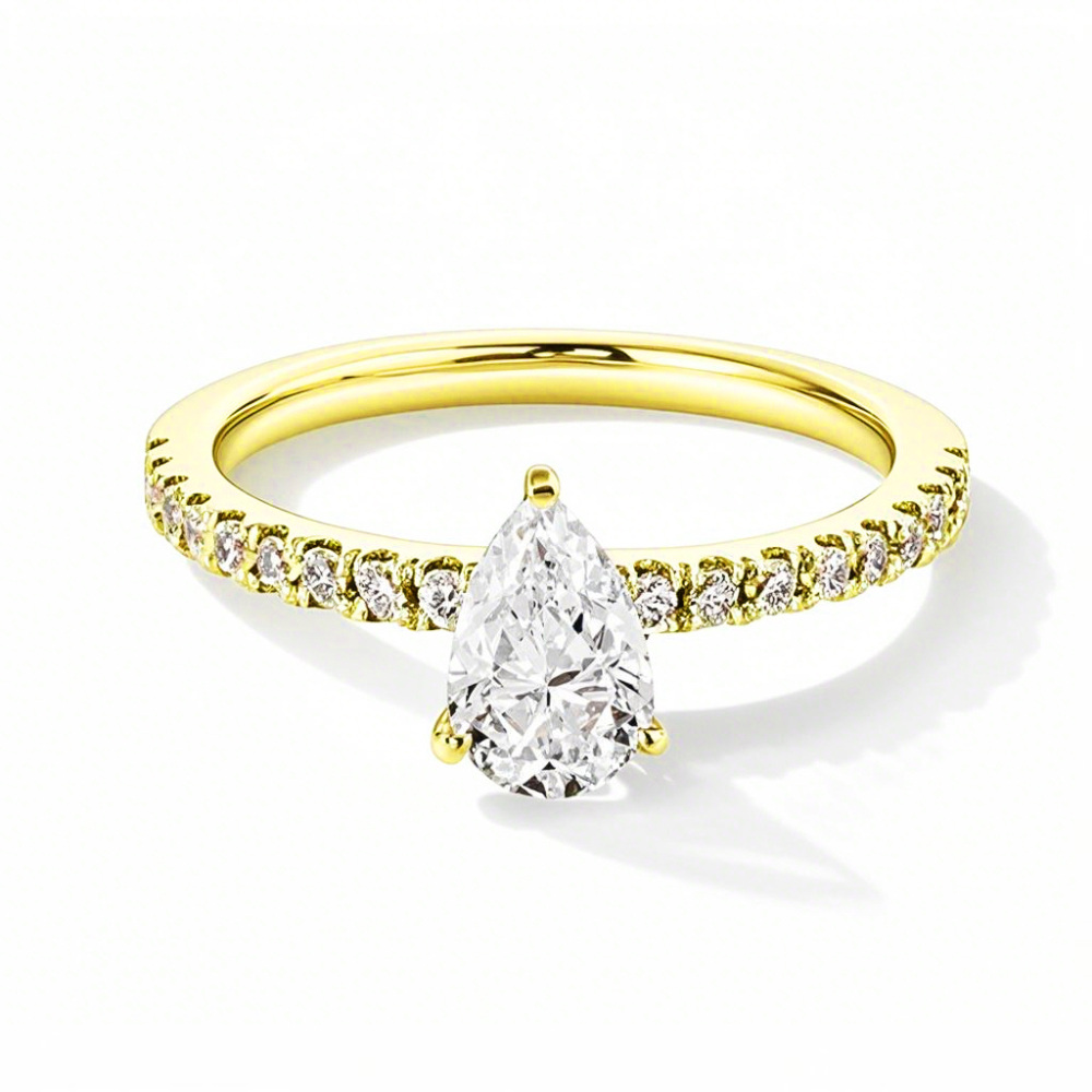 10K Gold 1 to 3.5 CT.T.W. Pear Cut Lab Created Diamond Custom Engagement Ring 3EX IGI Certified-1