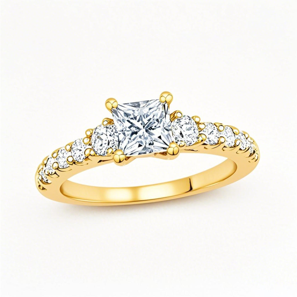 10K Gold 1 to 3.5 CT. T.W Princess Lab Created Diamond Engagement Ring D VVS1-VS1 Clarity 3EX IGI Certified-1