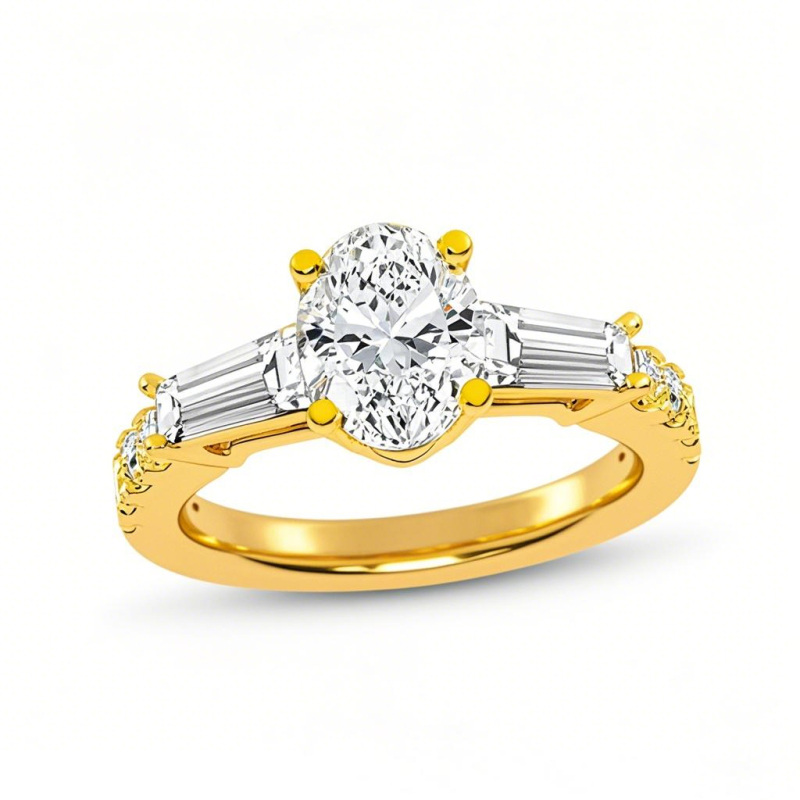 10K Gold 1 to 3.5 CT. T.W Round Cut Lab Created Diamond Engagement Ring D VVS1-VS1 Clarity 3EX IGI Certified-1