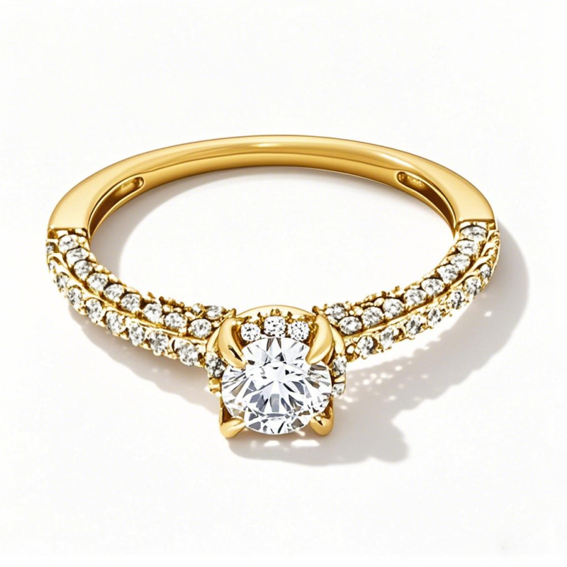 10K Gold 1 to 3.5 CT. T.W Round Cut Lab Created Diamond Engagement Ring D VVS1-VS1 Clarity 3EX IGI Certified-7