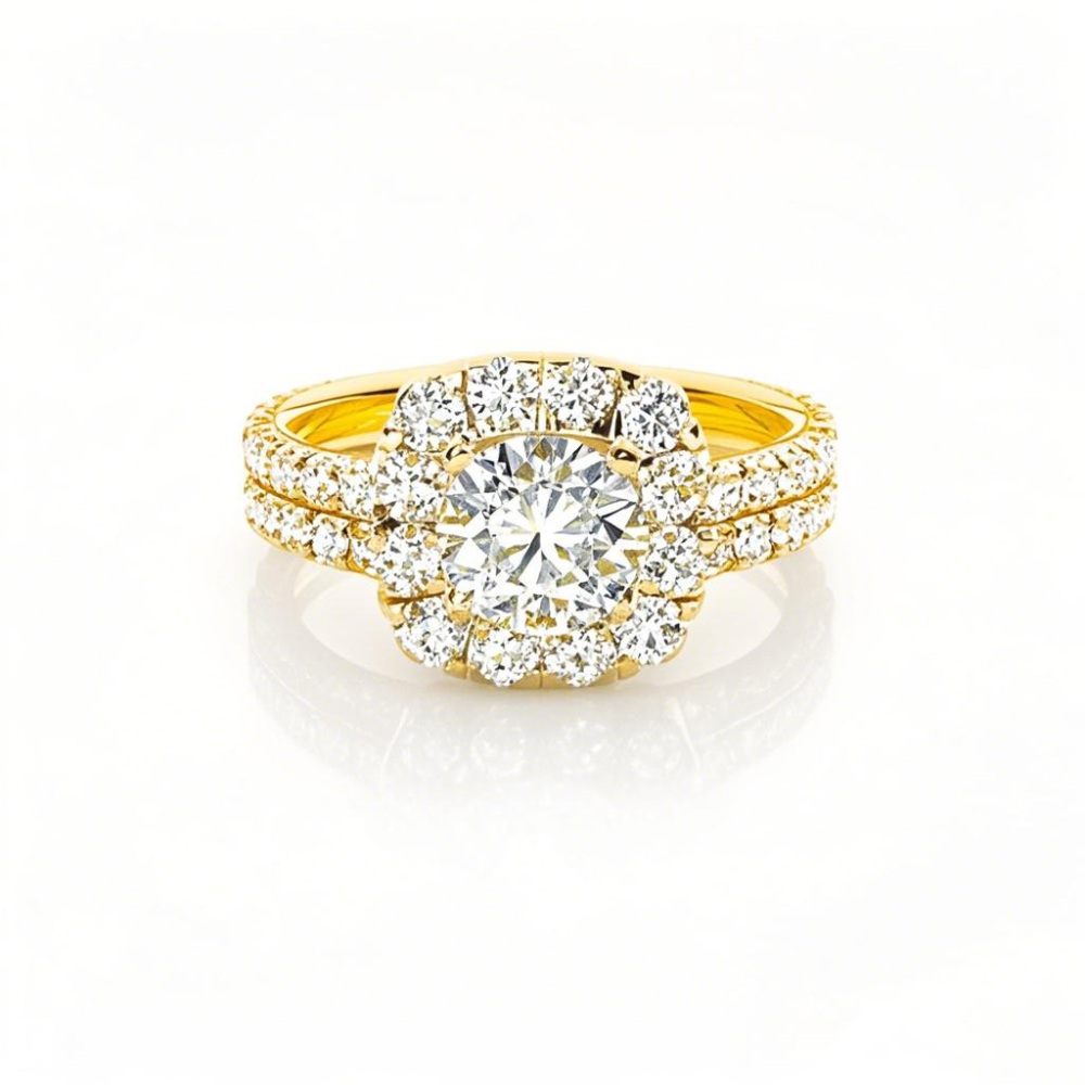 10K Gold 1 to 3.5 CT.T.W. Round Lab Created Diamond Wedding Ring D VVS1 3EX IGI Certified-1