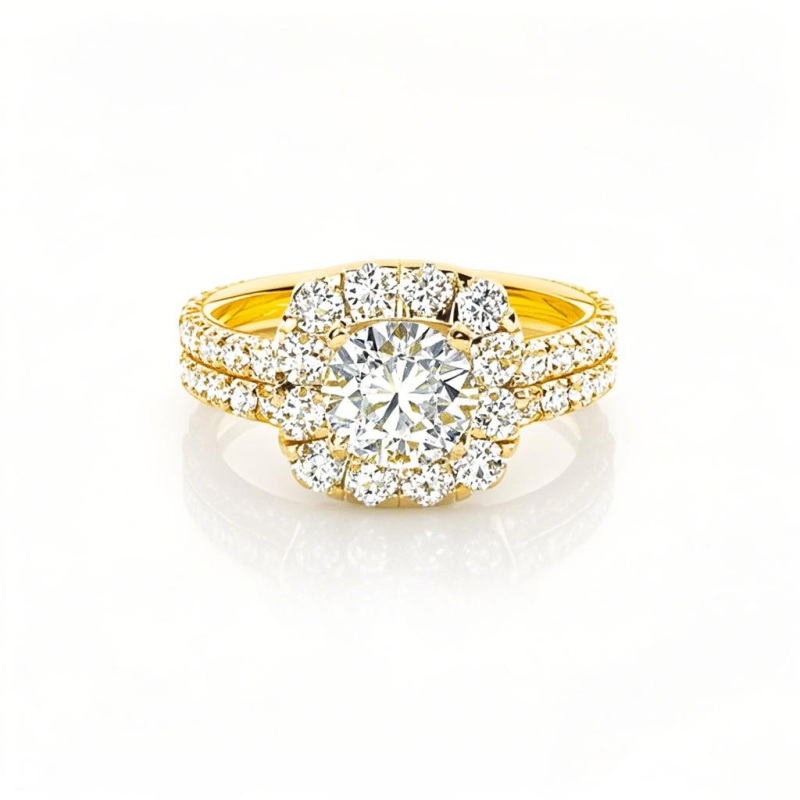 10K Gold 1 to 3.5 CT.T.W. Round Lab Created Diamond Wedding Ring D VVS1 3EX IGI Certified-45