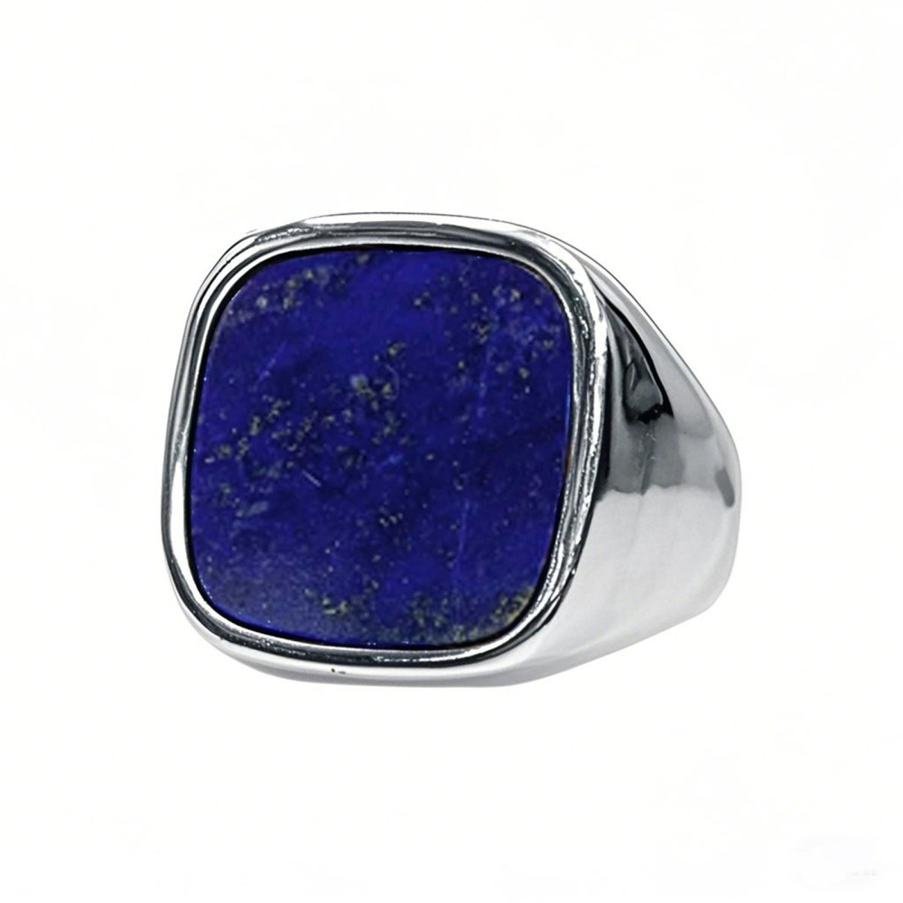 10K White Gold 1 to 5 CT Princess Cut Shaped Lapis Lazuli Personalized Engraving Ring-1