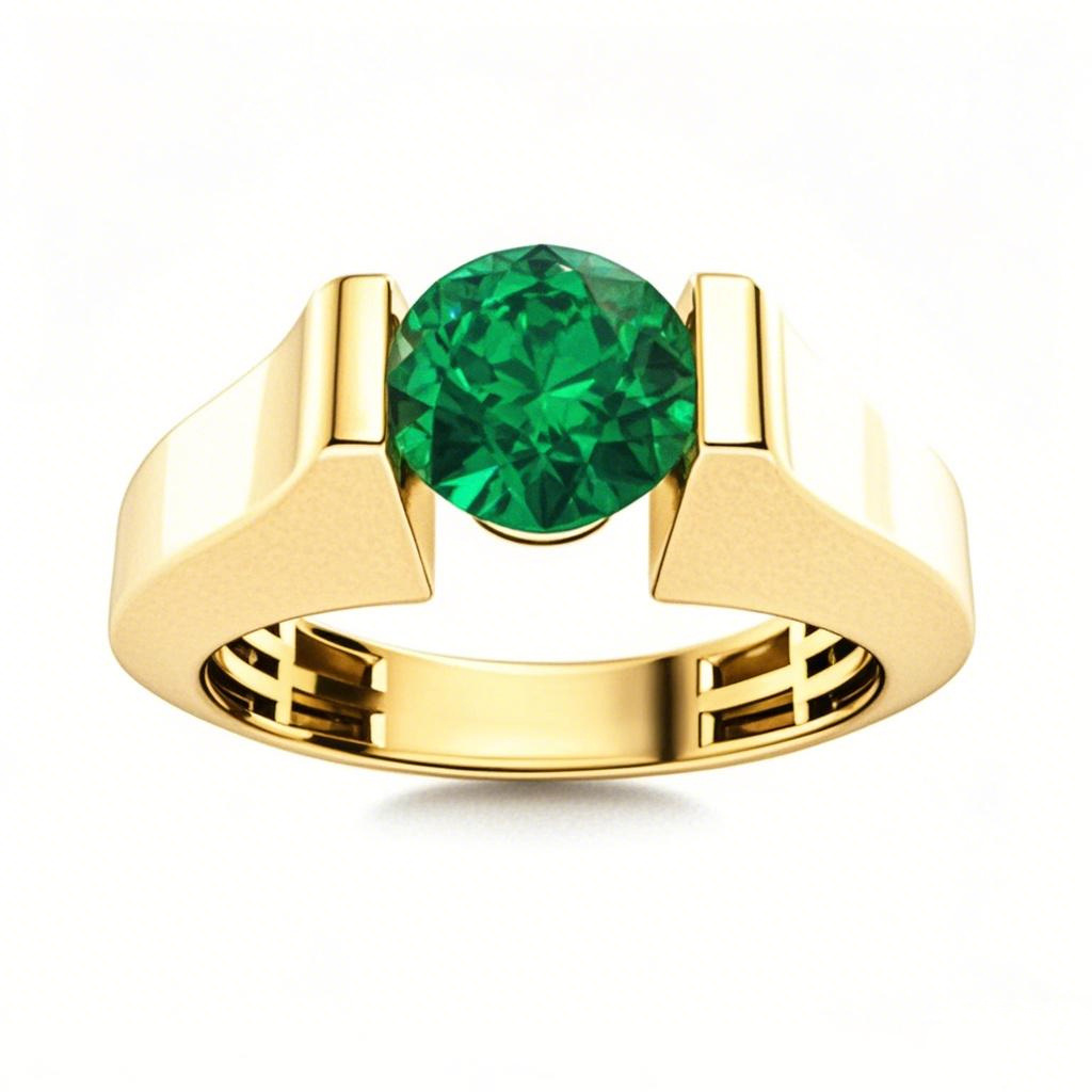 10K Gold 1 to 5 CT Round Gemstone Engagement Band for Men-1