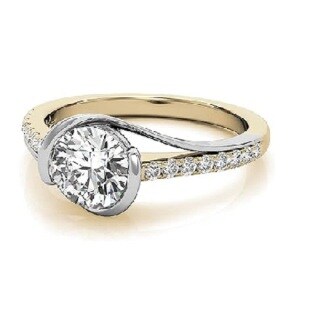 Sterling Silver Two-tone Moissanite Personalized Engraving & Couple Engagement Ring-45