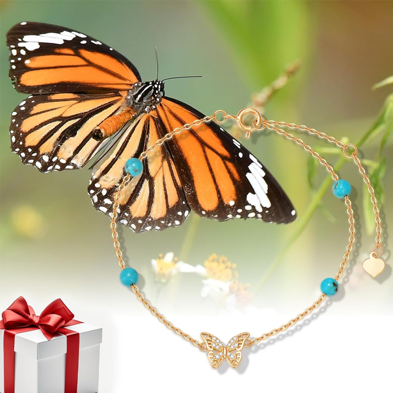 Gold Vermeil Turquoise Butterfly Bracelet for Women-5