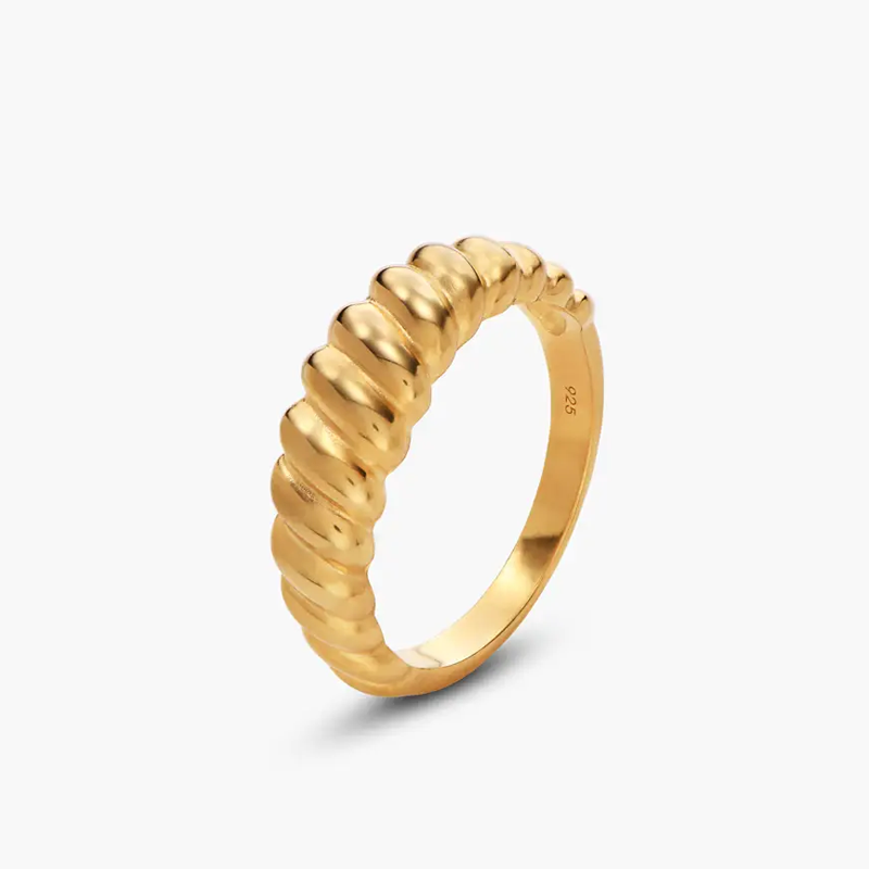 Anillo de cóctel trenzado de oro vermeil para mujer-3