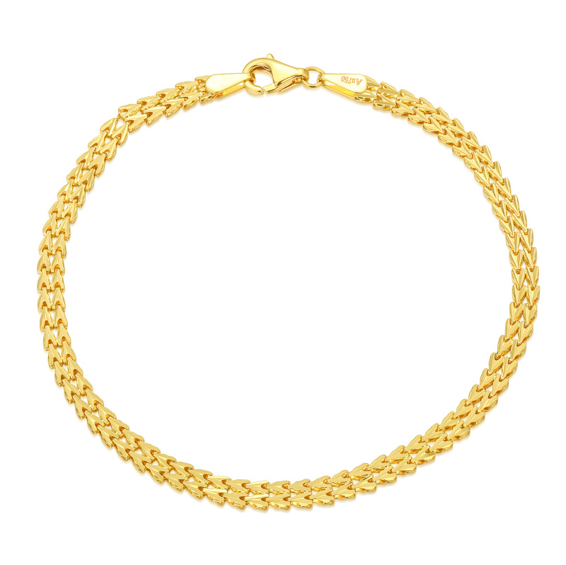 10K Gold Wheat Spike Chain Bracelet-5