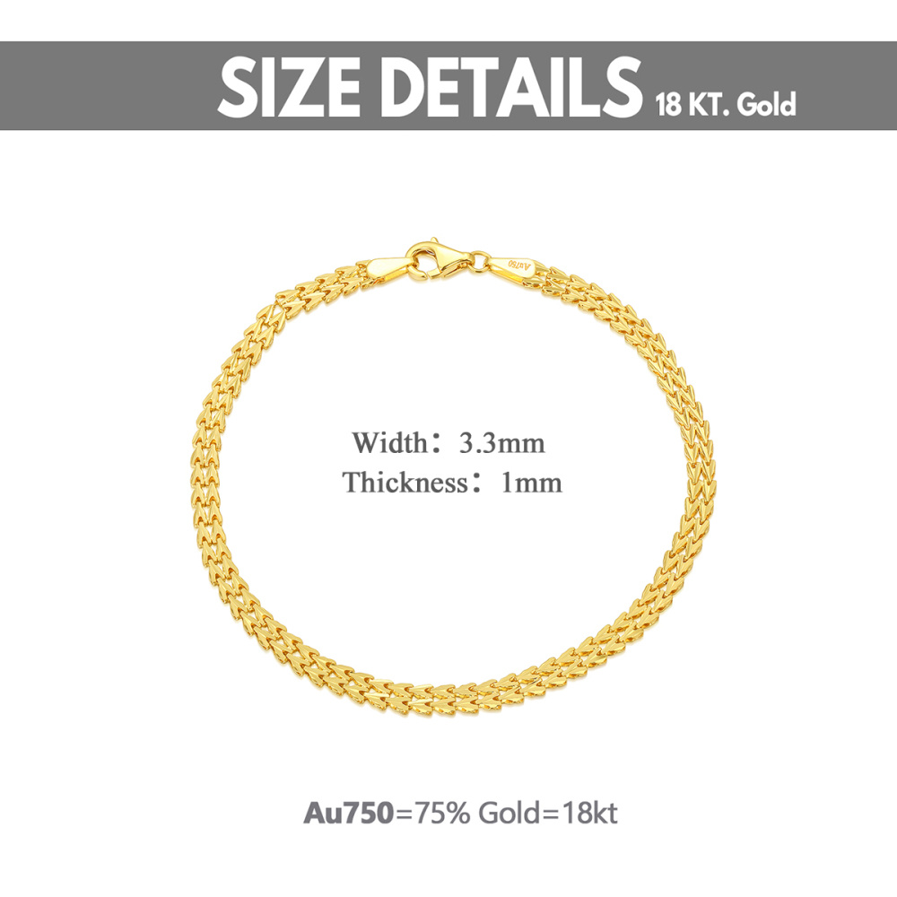 10K Gold Wheat Spike Chain Bracelet-5