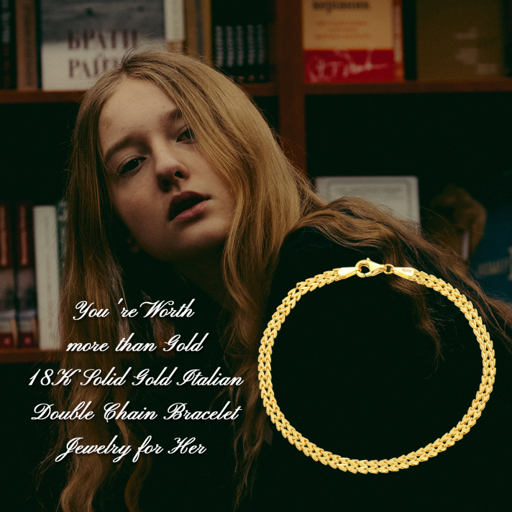 10K Gold Wheat Spike Chain Bracelet-6