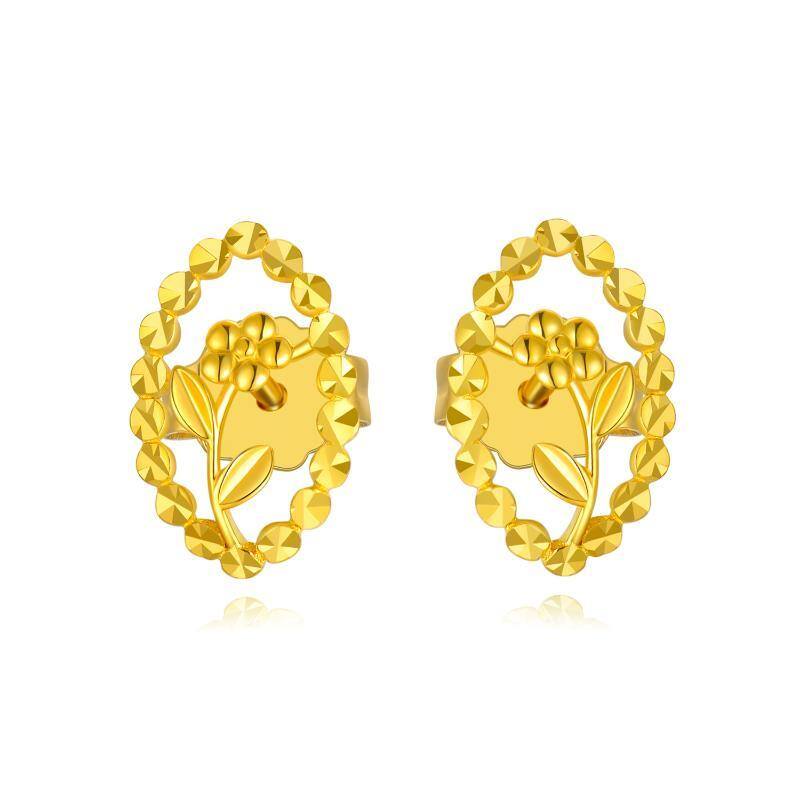10K Gold Wildflowers Stud Earrings-1