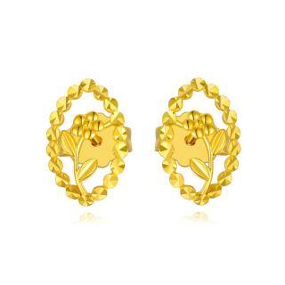 10K Gold Wildflowers Stud Earrings-57