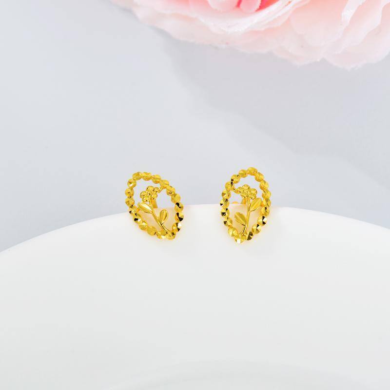 Brincos de flores silvestres em ouro de 18K-3