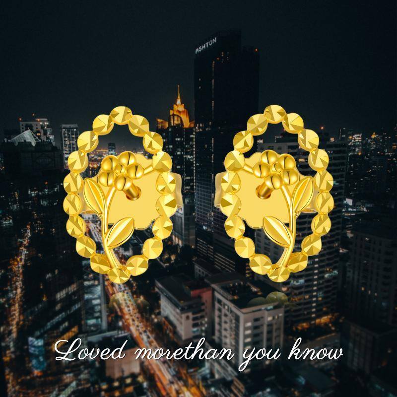 10K Gold Wildflowers Stud Earrings-6