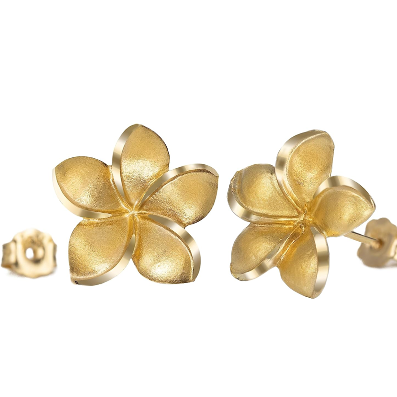 Gold Vermeil Wildflowers Stud Earrings for Women-1