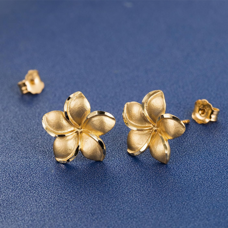 Gold Vermeil Wildflowers Stud Earrings for Women-2