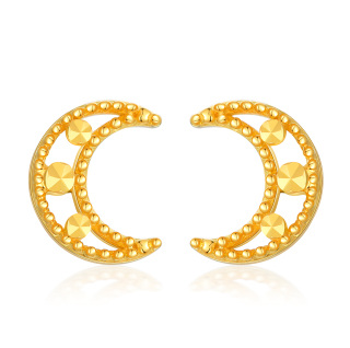 10K Gold Moon Stud Earrings-19