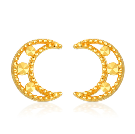 10K Gold Moon Stud Earrings