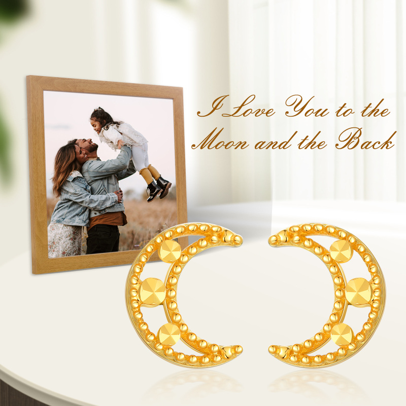 Boucles d'oreilles à tige en or 18 carats avec lune-5