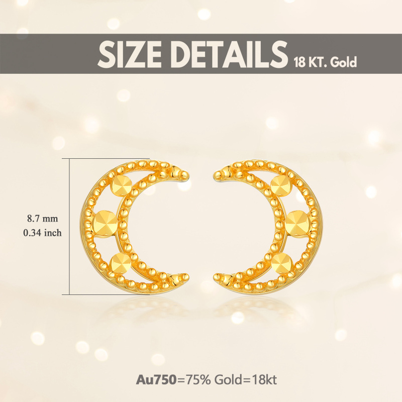 Boucles d'oreilles à tige en or 18 carats avec lune-4
