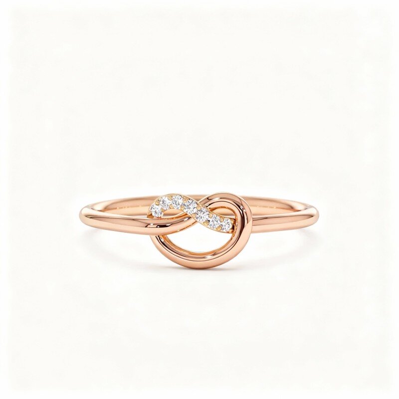 Anillo de boda personalizado en oro rosa de 10 quilates con diamante de 0,04 ct, color G, claridad SI, 3EX.-1