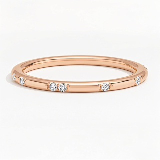 10K Rose Gold 0.07 CT.T.W. Round Diamond Wedding Band D Color VVS1-VS1 Clarity 3EX-19