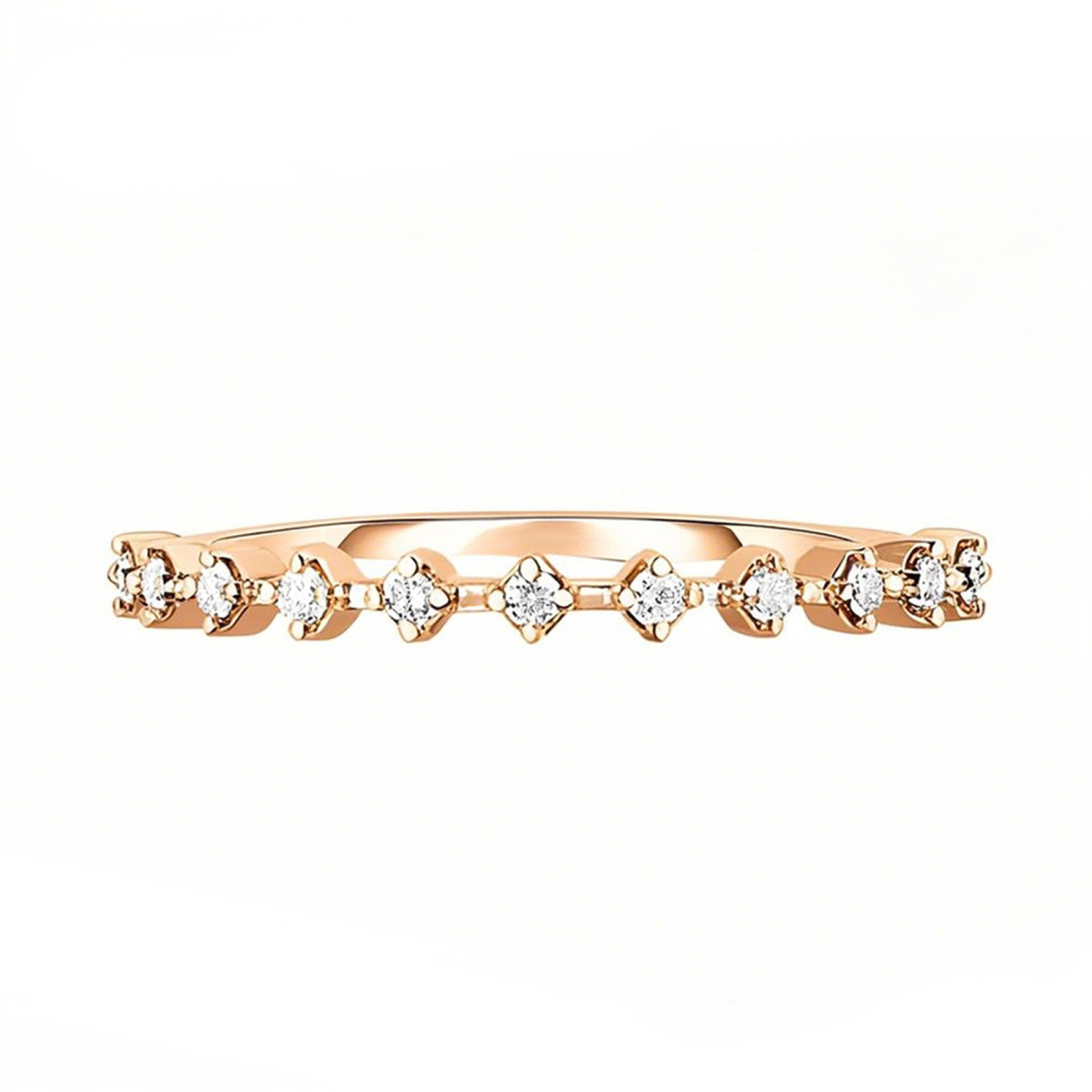 Ouro rosa 10K 0,1 CT.T.W. Anel Empilhável Diamond Station D Color VVS Clarity-1