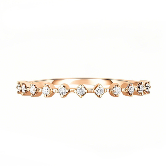 10K Rose Gold 0.1 CT.T.W. Diamond Station Stackable Ring D Color VVS Clarity