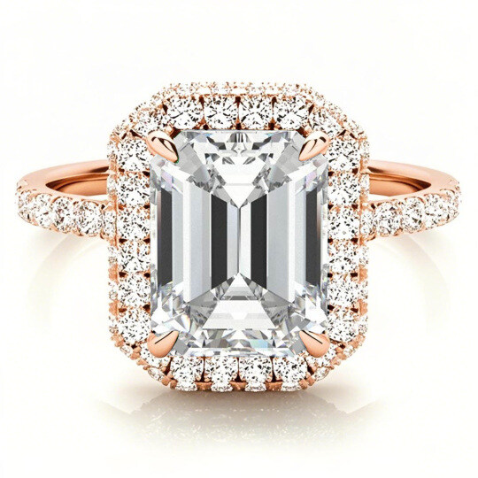 Pierścionek zaręczynowy z 10-karatowego różowego złota, 2,12 CT.T.W. Princess Cut Gemstone Side Moissanite dla mężczyzn