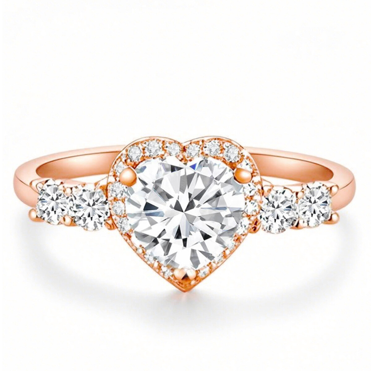 18K Rose Gold 1.15 to 3.65 CT.T.W. Heart Cut Lab Created Diamond Engagement Band IGI Certified-1