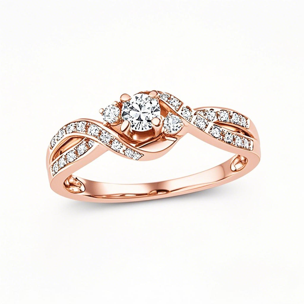Anel de noivado com três pedras em ouro rosa 14K, 0,16 CT.T.W., diamante criado em laboratório, certificado pela IGI VVVS1-VS1-1