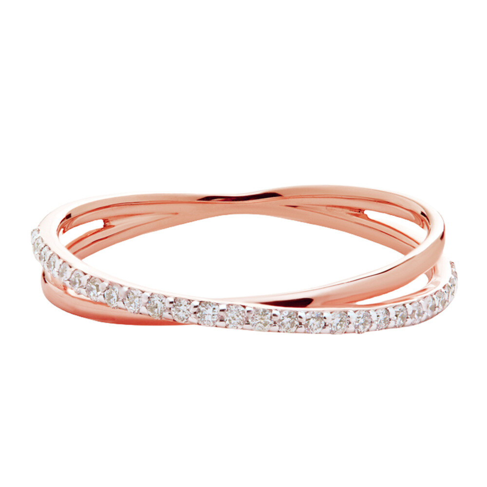 18K Rose Gold 0.16 CT.T.W. Round Cut Diamond Crossover Ring D Color VVS Clarity-1