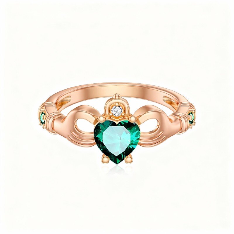 10K Rose Gold Plated 1 CTW Heart Cut Cubic Zirconia & Diamond Custom Engagement Ring-19