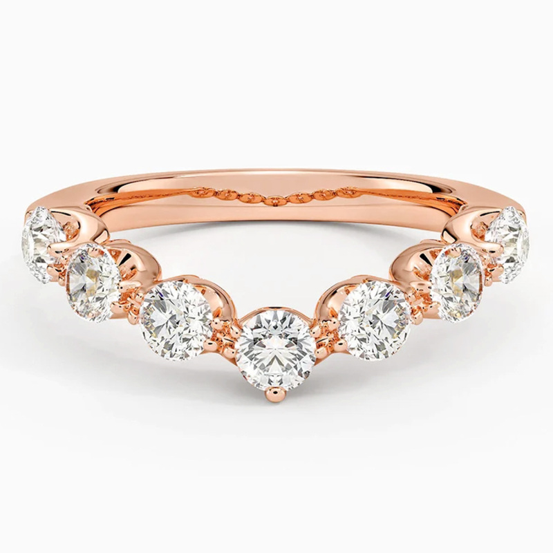 10-karätiger Roségold-Ehering mit 1 ct. Gesamtgewicht, rundem, im Labor hergestelltem Diamanten, Farbe D, Reinheit VVS1-VS1, 3EX, IGI-zertifiziert-1