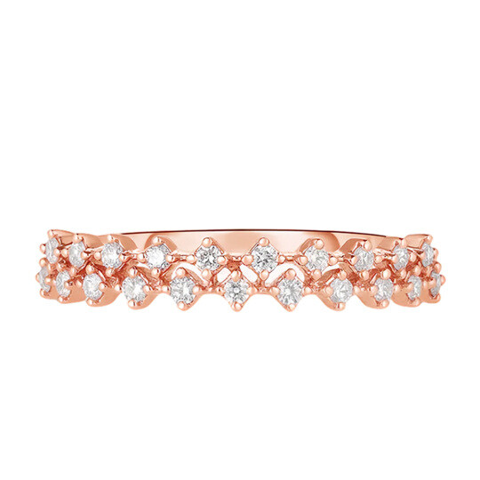 10K roségouden ring met 0,2 CT.T.W. diamanten in stationvorm met dubbele rij