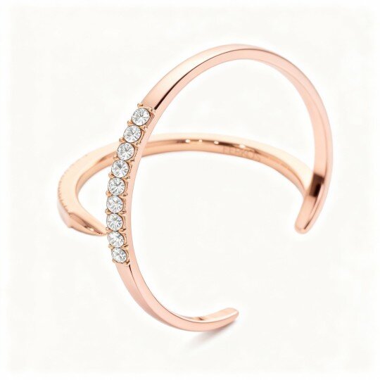 10K Rose Gold 0.2 CT Lab Created Diamond Custom Open Ring D Color VVS Clarity 3EX