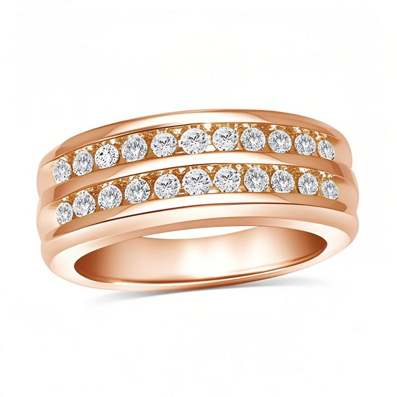 10 Karat Roségold, 0,25 Karat, rund, im Labor hergestellter Diamant, individueller Ehering für Männer, Farbe D, Reinheit VVS1, 3EX, IGI-zertifiziert-1