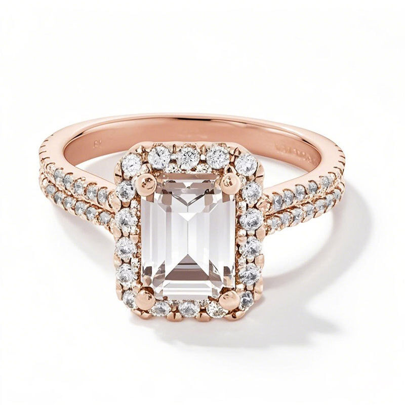 14K Rose Gold 1.25 to 3.75 CT.T.W Emerald Cut Lab Created Diamond Engagement Ring D VVS1-VS1 IGI Certified-1