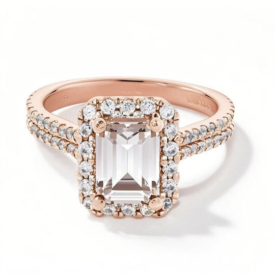 10K Rose Gold 1.25 to 3.75 CT.T.W Emerald Cut Lab Created Diamond Engagement Ring D VVS1-VS1 IGI Certified