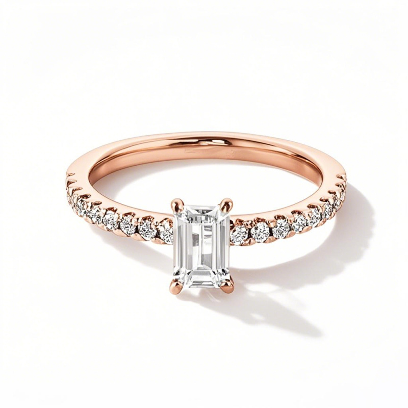 18K Rose Gold 1.25 to 3.75 CT.T.W. Emerald Lab Created Diamond Custom Engagement Ring 3EX IGI Certified-1