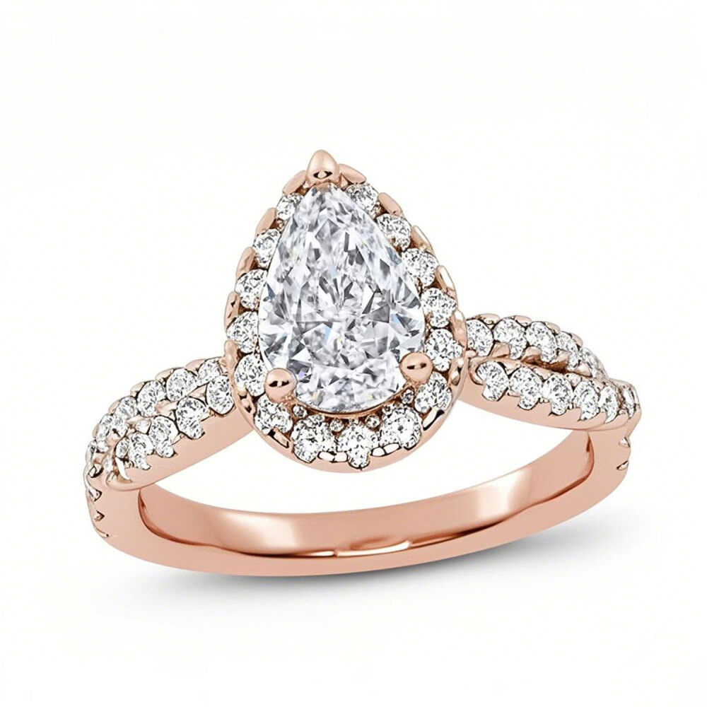 18K Rose Gold 1.25 to 3.75 CT. T.W. Pear Cut Lab Created Diamond Custom Engagement Ring VVS1-VS1 Clarity 3EX IGI Certified-1