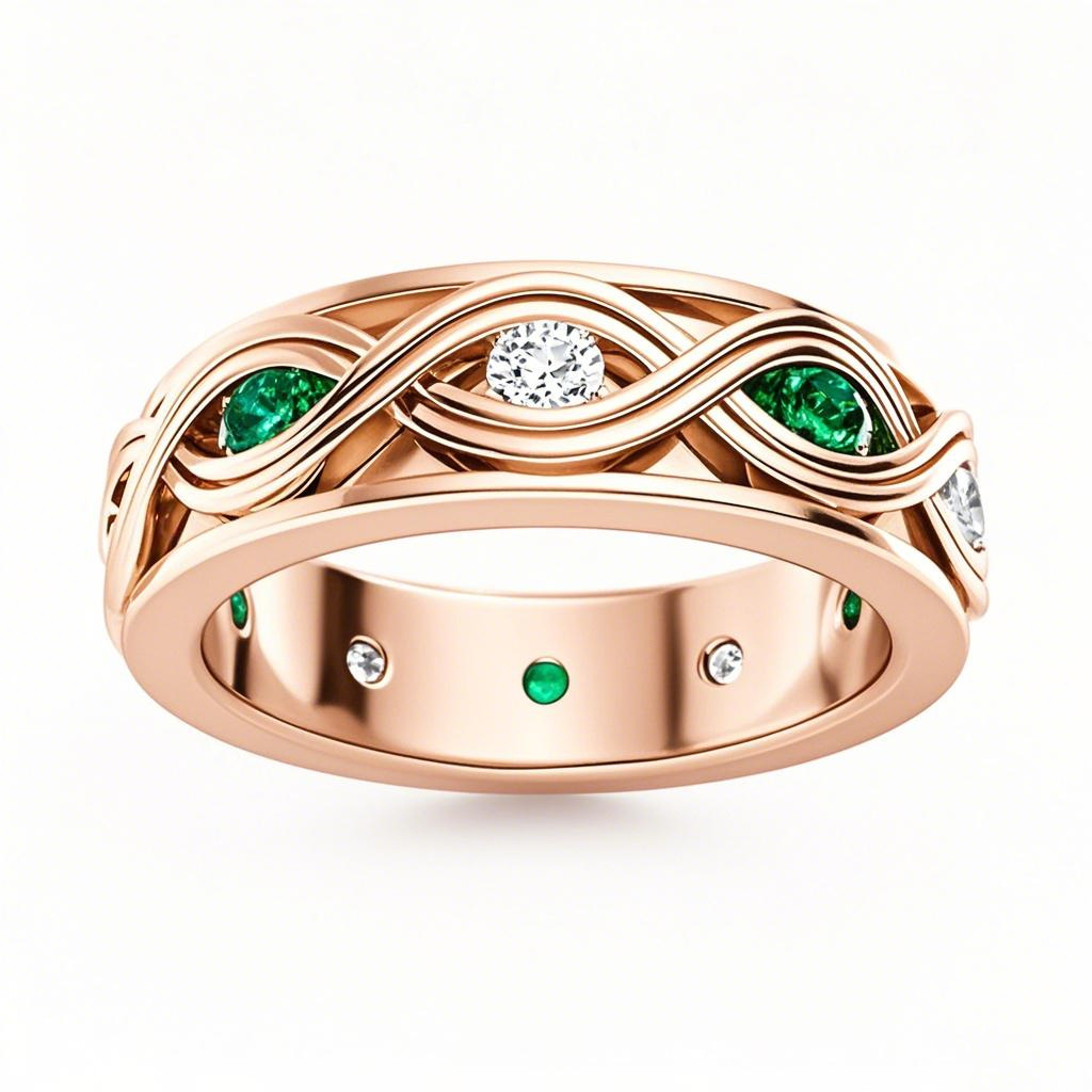 18K Rose Gold 0.3 CT.T.W. Round Lab Created Diamond & Customizable Gemstones Wedding Band for Men D VVS-VS-1