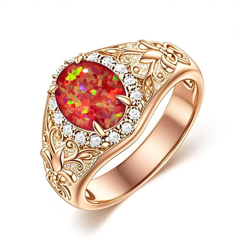 Verlobungsring aus 18 Karat Roségold mit ovalem, im Labor hergestelltem Diamanten und Edelsteinen, 1,3 bis 5,3 Karat TW-1