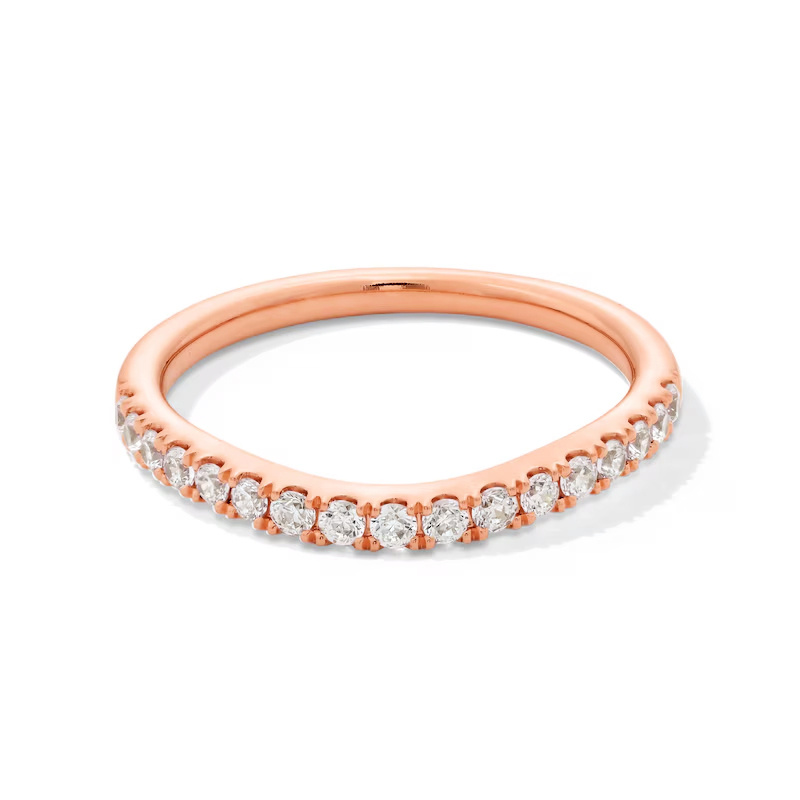 14-karätiger Roségold-Ehering mit 0,3 ct. Gesamtgewicht, rundem, im Labor hergestelltem Diamanten, 3EX IGI-zertifiziert-1