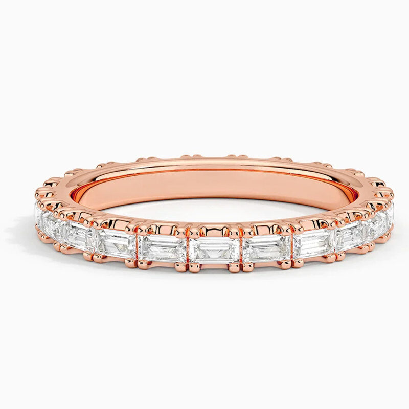 10K Rose Gold 0.5 CT.T.W. Emerald Diamond Custom Wedding Ring D Color VVS1-VS1 Clarity 3EX IGI Certified-1