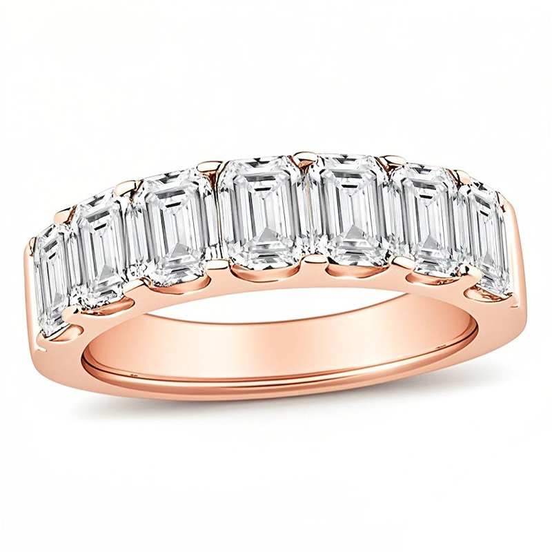 18K Rose Gold 2.5 CT. T.W Emerald Lab Created Diamond Wedding Ring D Color VS1-VVS1 Clarity 3EX IGI Certified-1