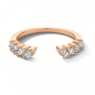 10K Rose Gold 0.5 CT.T.W. Marquise Lab Created Diamond Tilted Open Shank Custom Stackable Anniversary Band D-VVS1 IGI-18