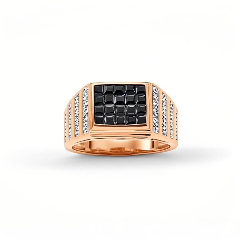 18K Rose Gold 1.5 CT.T.W. Princess Cut Cut Diamond Custom Band for Men Black Color I3 Clarity-1