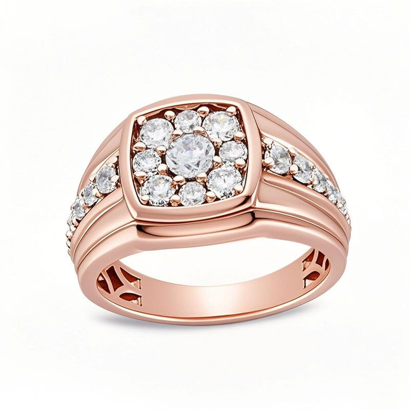 Anello nuziale personalizzato da uomo in oro rosa 10 carati con diamante rotondo creato in laboratorio, 1,5 ct, colore D, purezza VS1-VVS1, certificato IGI 3EX-1